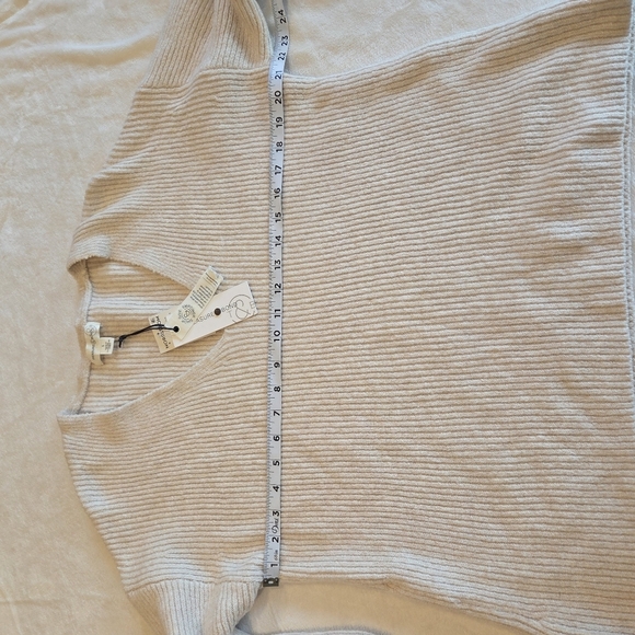 Treasure & Bond Women's Ribbed V-Neck Knit Sweater Small Beige Oatmeal New - Picture 7 of 9